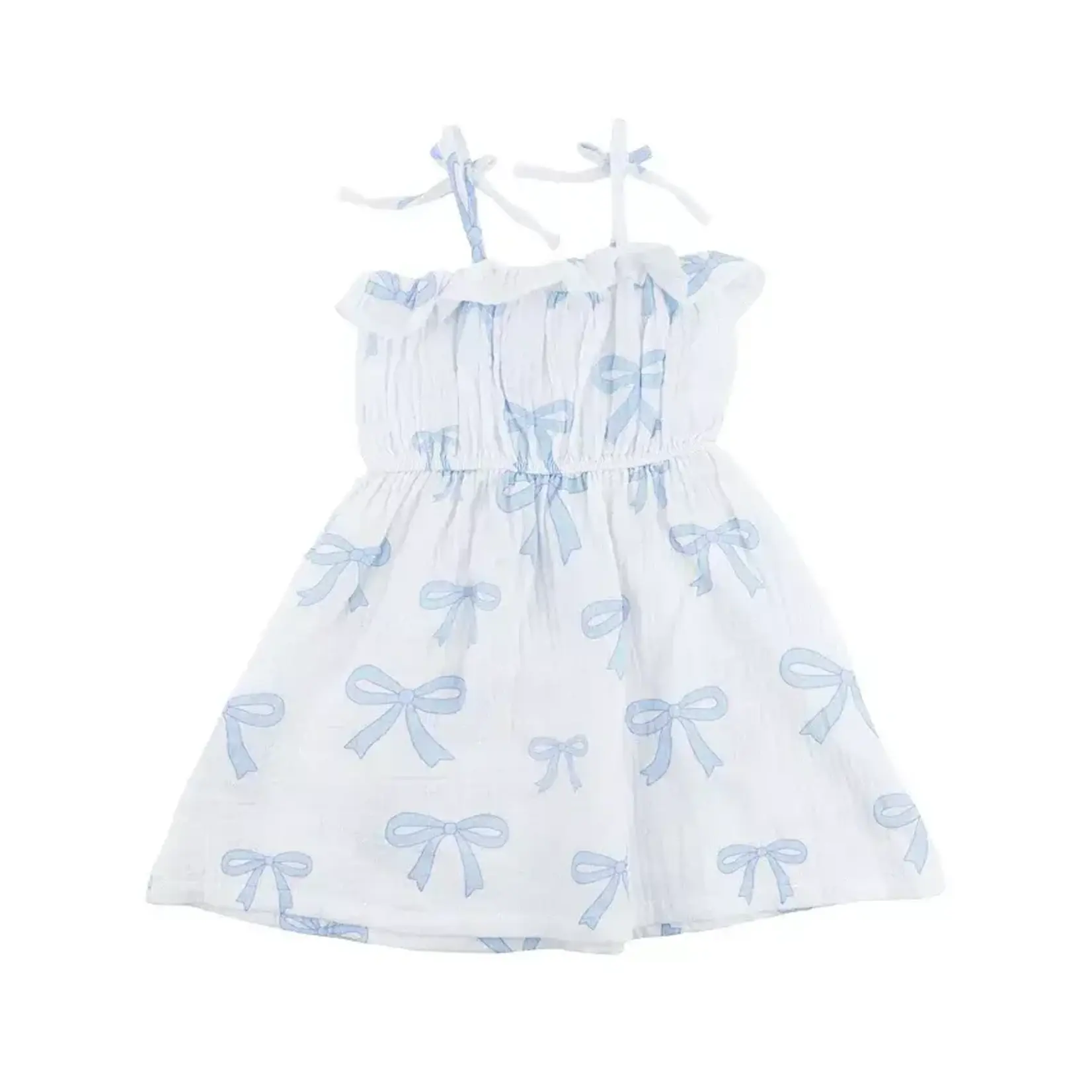 Oh Baby! Oh Baby Oyster Big Bows Sky Harriet Ruffle Cinched Dress