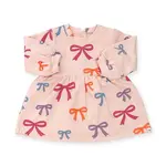 Oh Baby! Oh Baby Barely Pink Multi Bright Bows French Terry Josephine Dress
