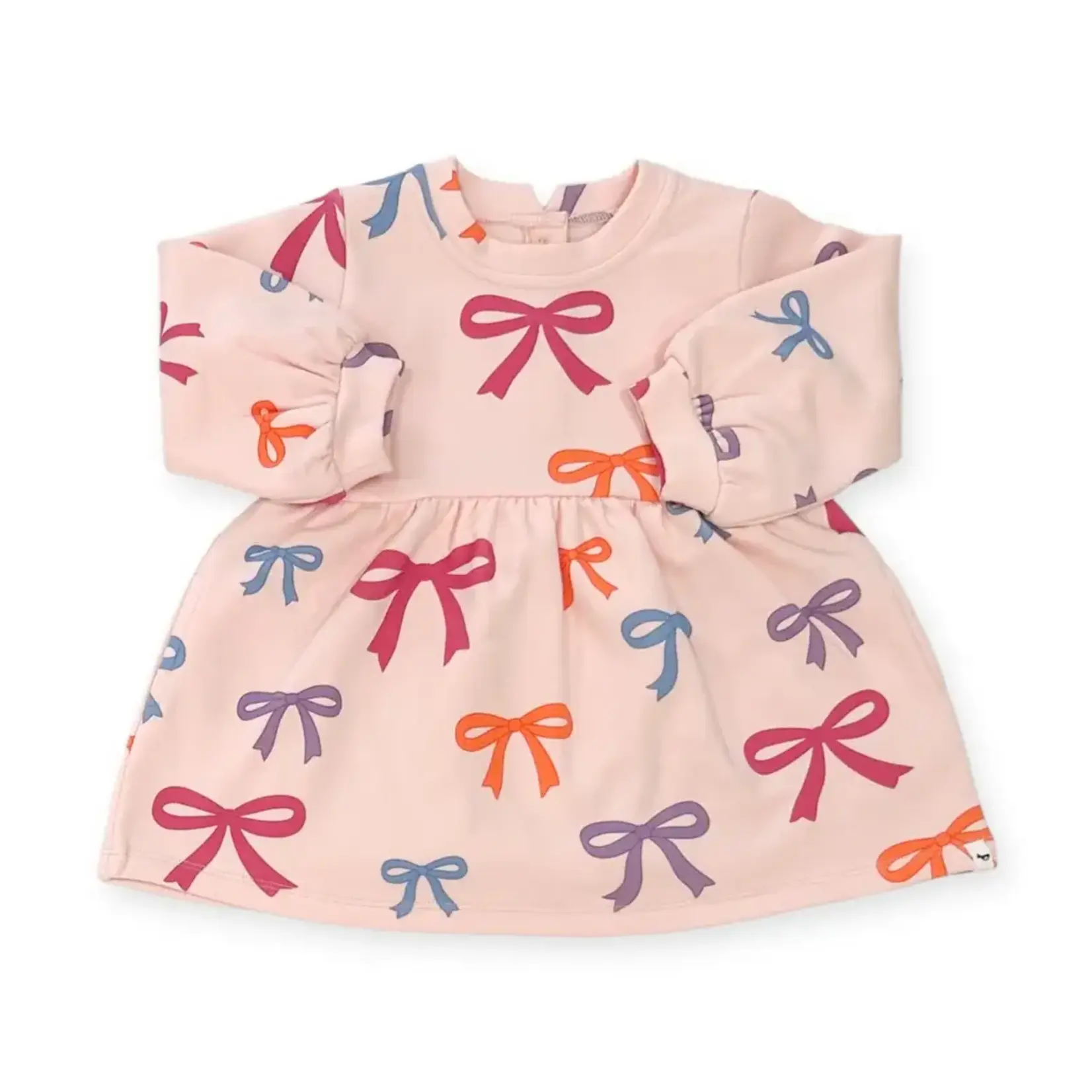 Oh Baby! Oh Baby Barely Pink Multi Bright Bows French Terry Josephine Dress