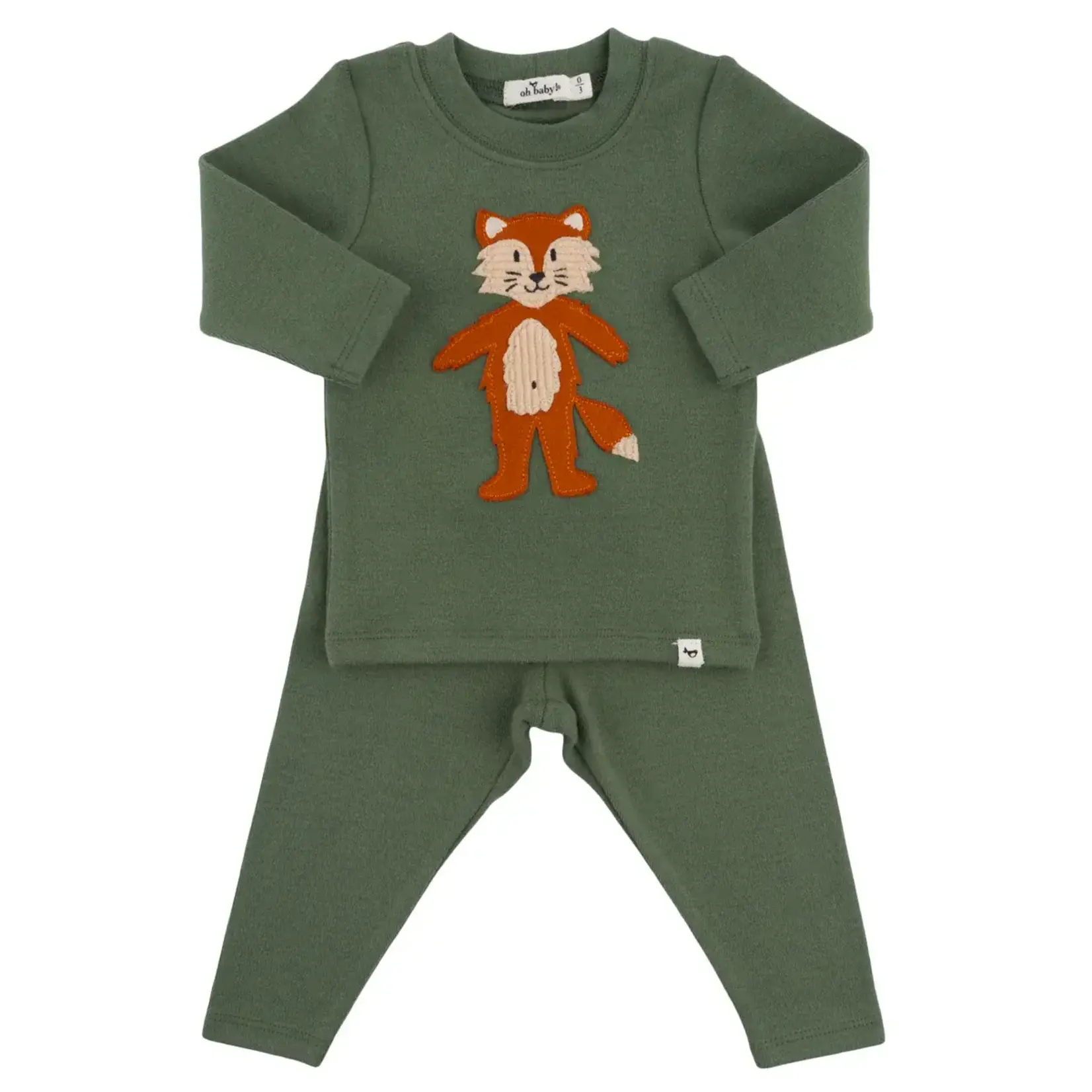 Oh Baby! Oh Baby Spruce Shaggy Fox Baby Rib 2pc Set