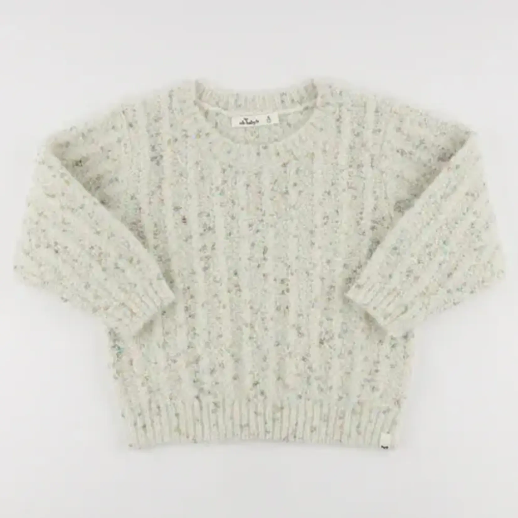 Oh Baby! Oh Baby Snow Confetti Sparkle Double Eyelet Rib Knitted Crew Pullover