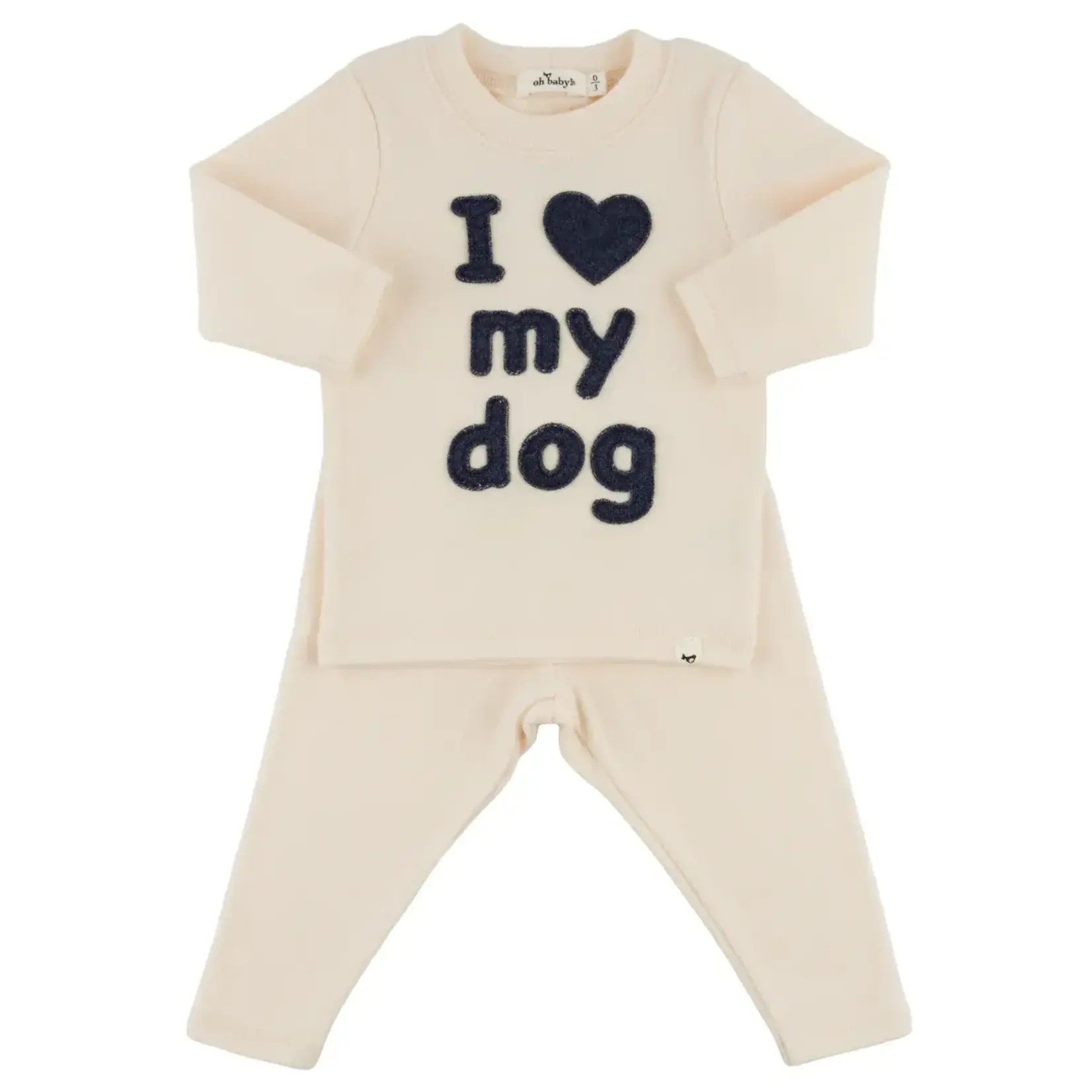 Oh Baby! Oh Baby Shortbread I Heart My Dog Applique Rib 2pc Set