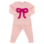 Oh Baby! Oh Baby Pink Hot Pink Ruffle Bow Baby Rib 2pc Set
