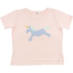Oh Baby! Oh Baby Pale Pink Unicorn Raw Edge S/S T-Shirt