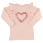Oh Baby! Oh Baby Pale Pink Pink Velvet Ruffle Heart Baby Rib Millie L/S Tee