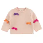 Oh Baby! Oh Baby Pale Pink Heather Multi Bows Heather Roll Edge Knitted Pullover