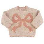 Oh Baby! Oh Baby Pale Pink Big Bows Speckled Roll Edge Knitted Pullover