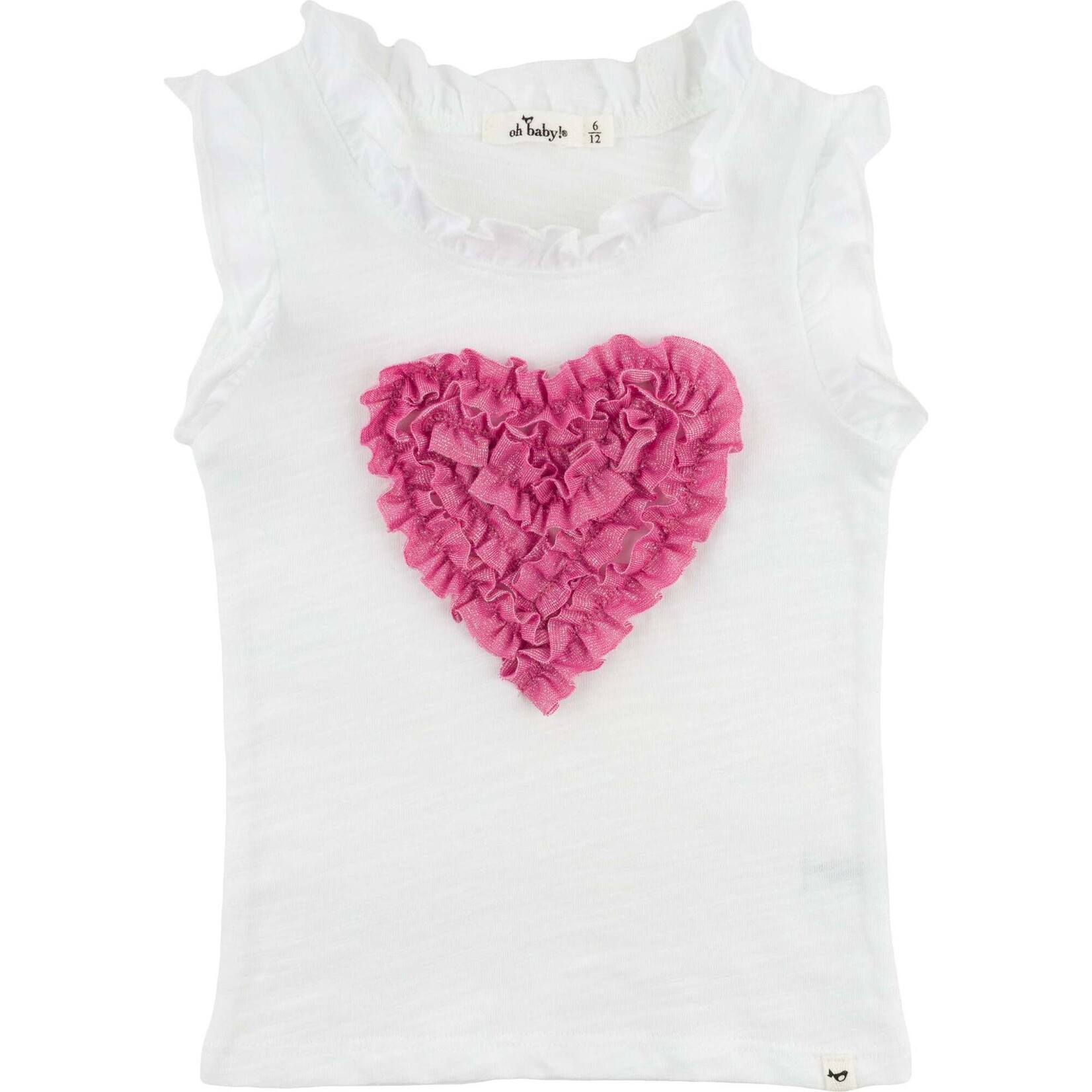 Oh Baby! Oh Baby Oyster Ruffle Heart Baby Pink Sparkle Rebekah Ruffle Tank