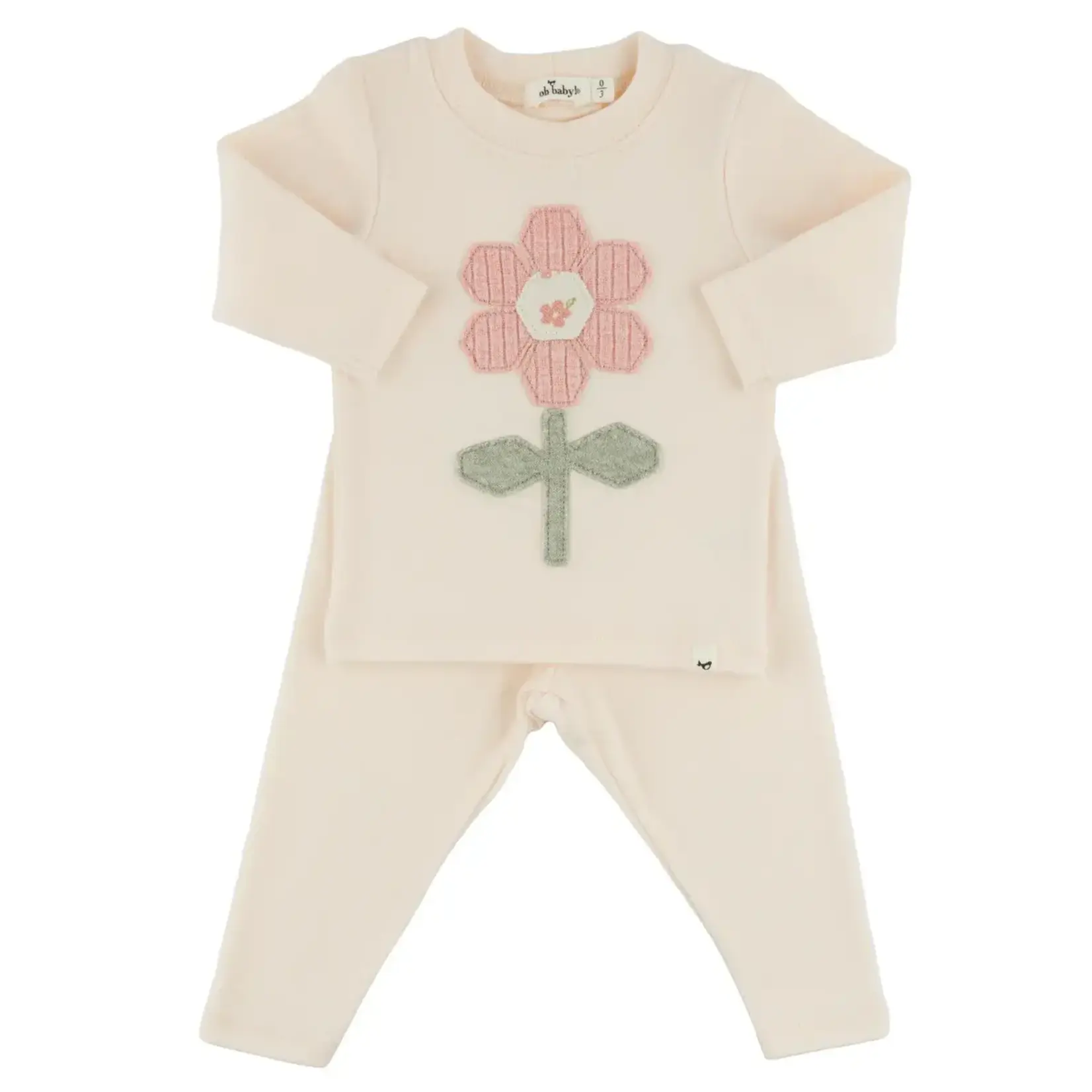 Oh Baby! Oh Baby Natural Quilted Daisy Baby Rib 2pc Set
