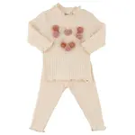 Oh Baby! Oh Baby Natural Poms Heart Lettuce Edge Mockneck L/S 2pc Set
