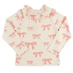Oh Baby! Oh Baby Natural Pink Bows Baby Rib Emily L/S Tee