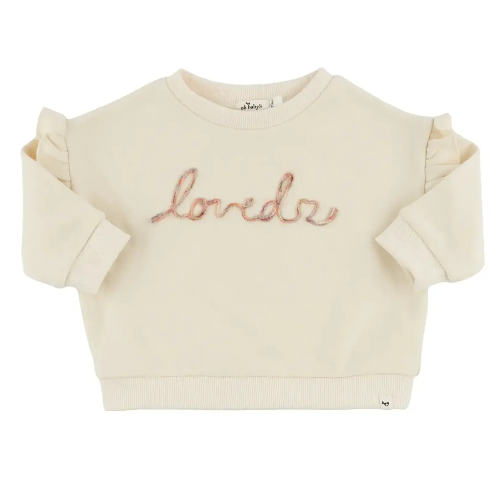 Oh Baby! Oh Baby Natural Loved With Heart Embroidered Ruffle Slouch