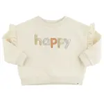 Oh Baby! Oh Baby Natural Happy Metallic Ruffle Slouch Sweatshirt