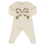 Oh Baby! Oh Baby Natural Floral Quilt Bow Baby Rib 2pc Set