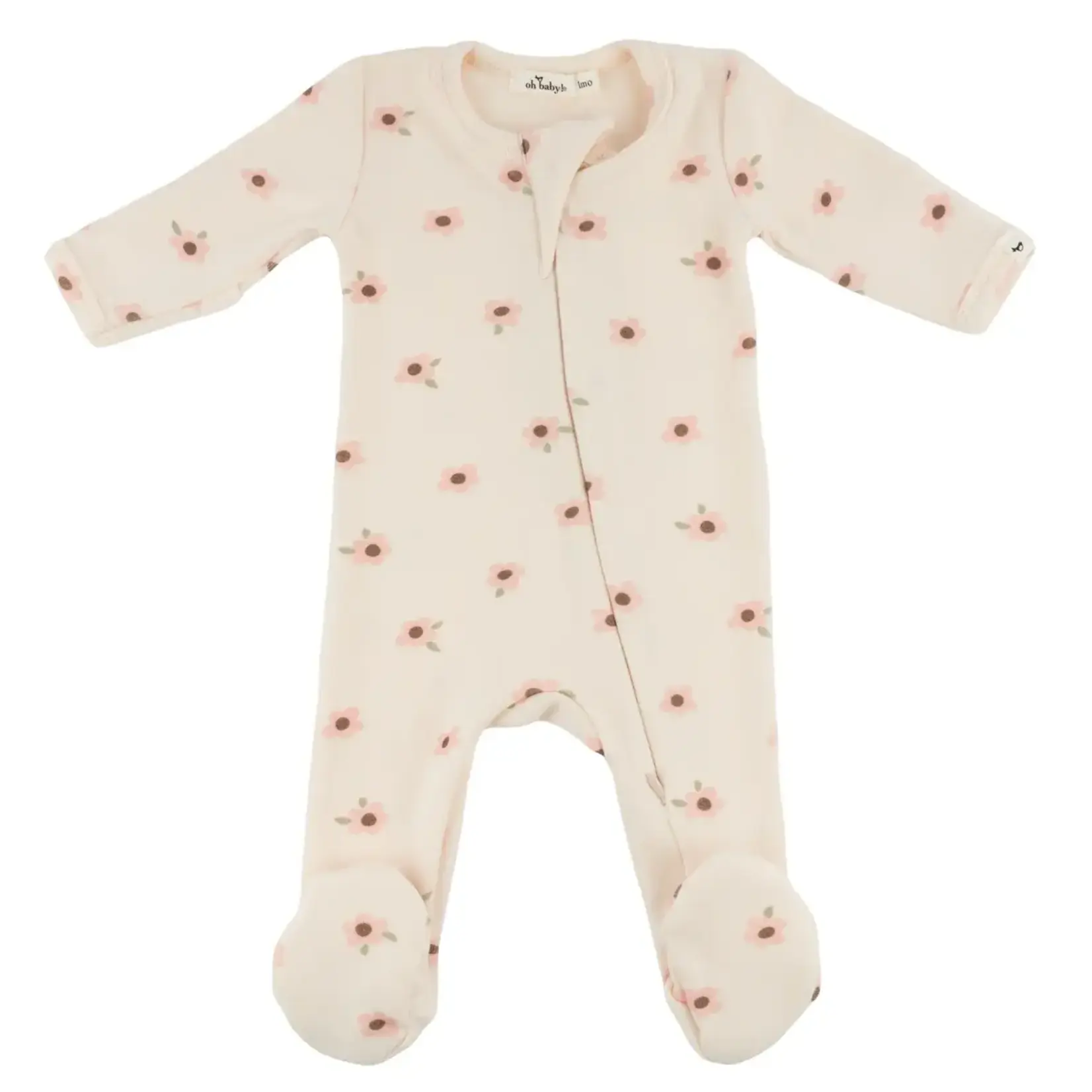 Oh Baby! Oh Baby Natural Daisies Baby Rib Zipper Footie