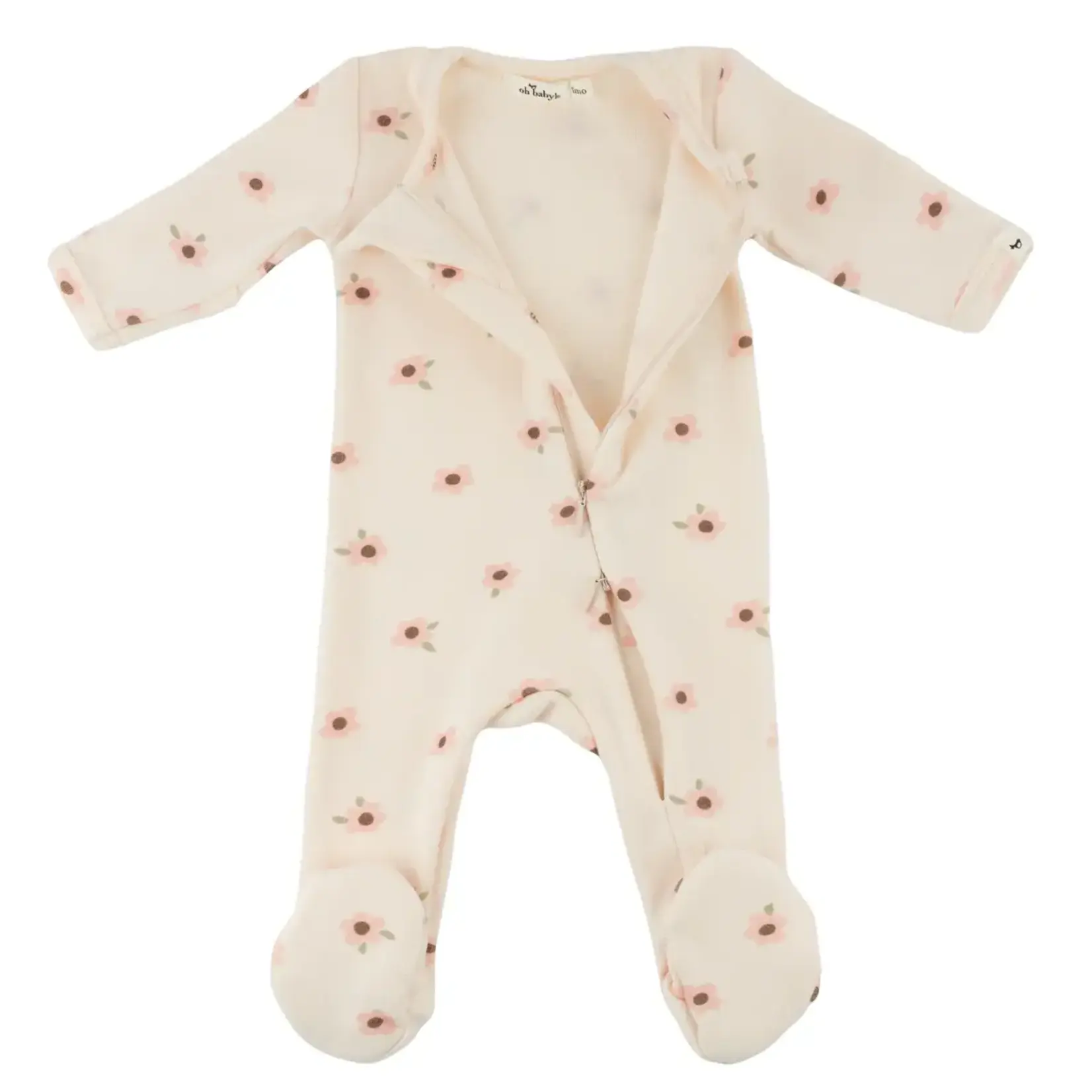 Oh Baby! Oh Baby Natural Daisies Baby Rib Zipper Footie