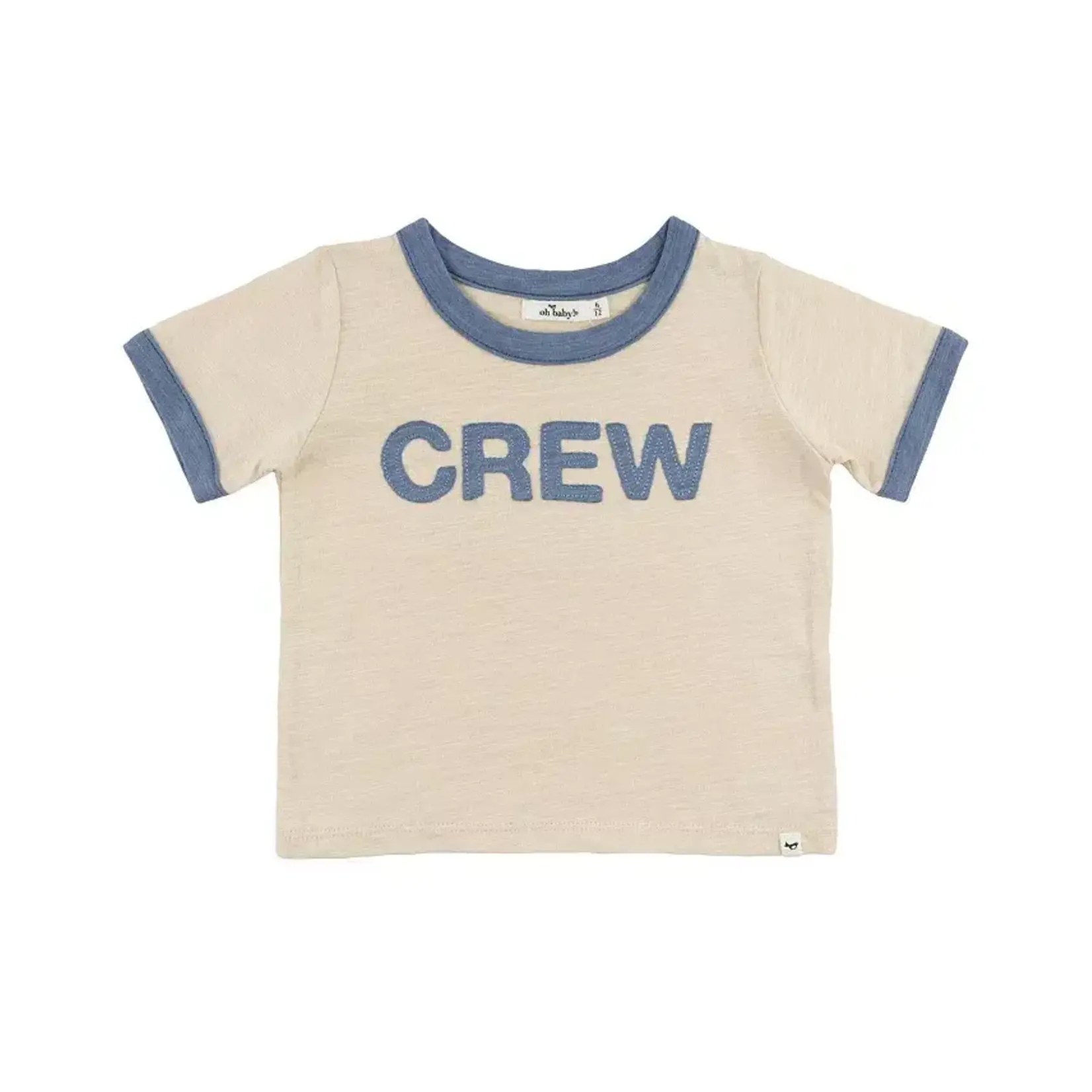 Oh Baby! Oh Baby Natural Crew Fog Billie Slub Ringer Tee
