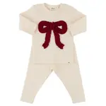 Oh Baby! Oh Baby Natural Berry Ruffle Bow Baby Rib 2pc Set