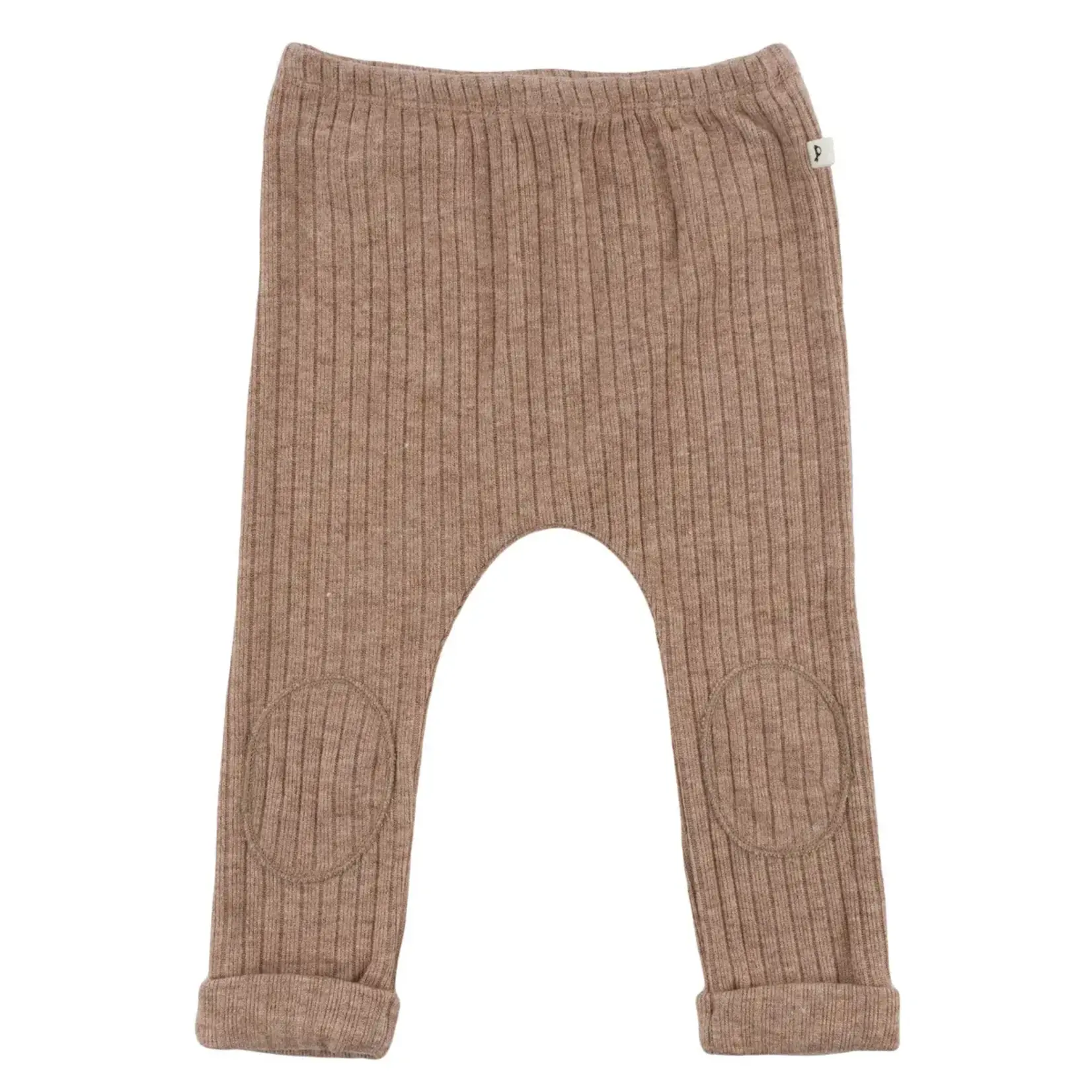 Oh Baby! Oh Baby Mushroom Heather Wide Rib Fuzzy Sweater Knit Patch Pant