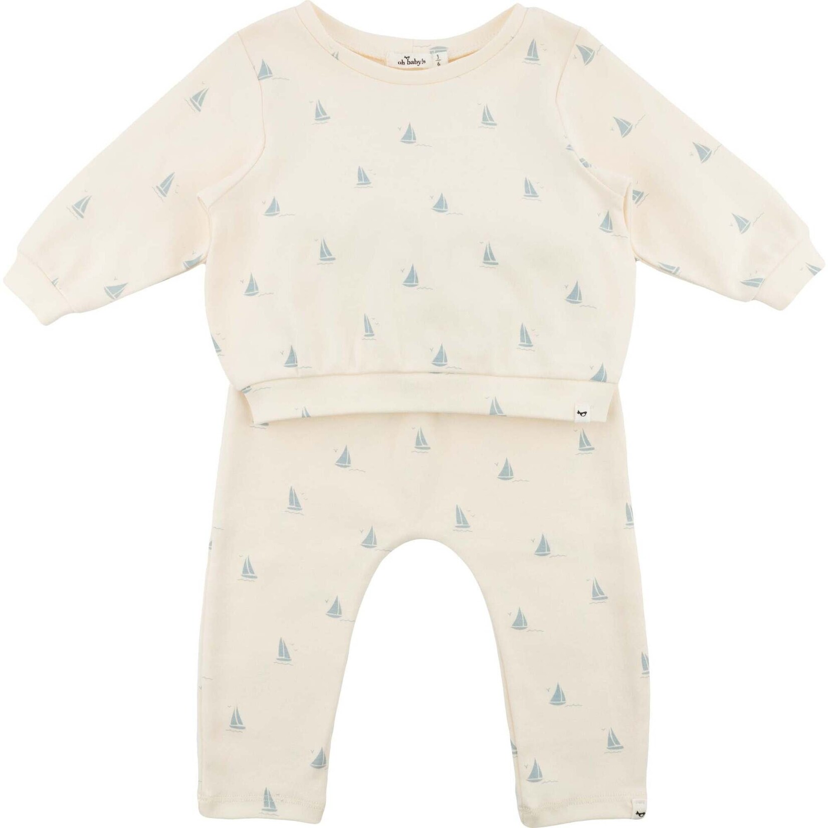 Oh Baby! Oh Baby Milk Mini Sailboats Brooklyn Boxy Jogger Set