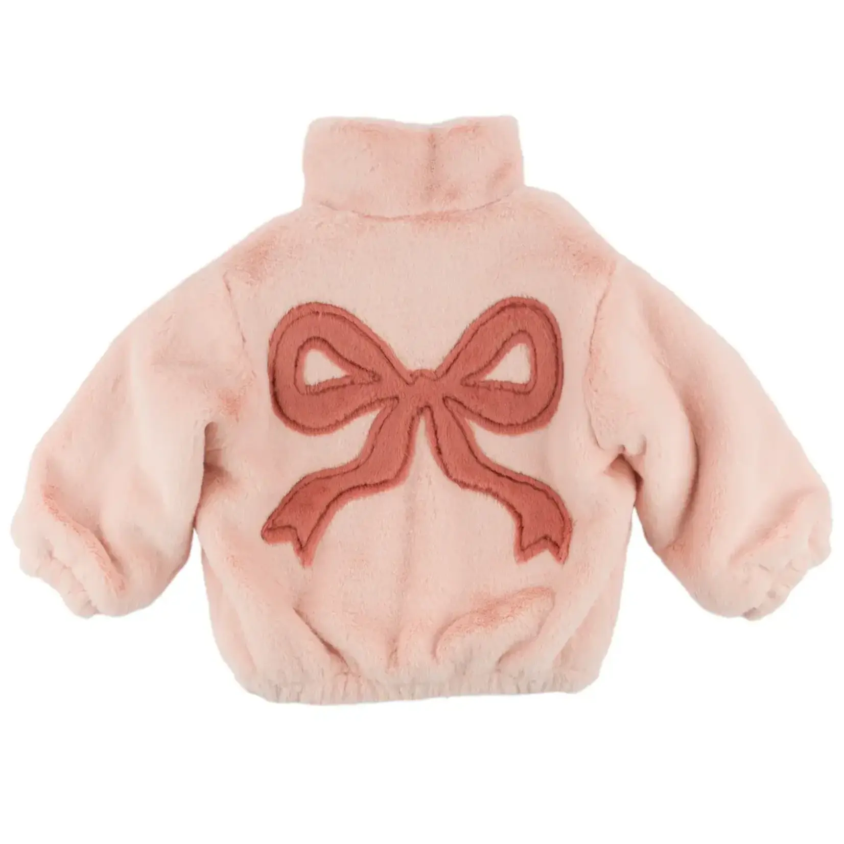 Oh Baby! Oh Baby Light Pink Coquette Bows Faux Fur Tahoe Jacket