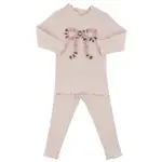 Oh Baby! Oh Baby Dusty Pink Pink Tartan Ruffle Bow Mockneck L/S 2pc Set