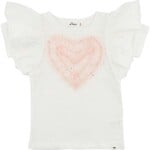 Oh Baby! Oh Baby Cream Ruffle Heart Pink Silver Tulle Butterfly Tee