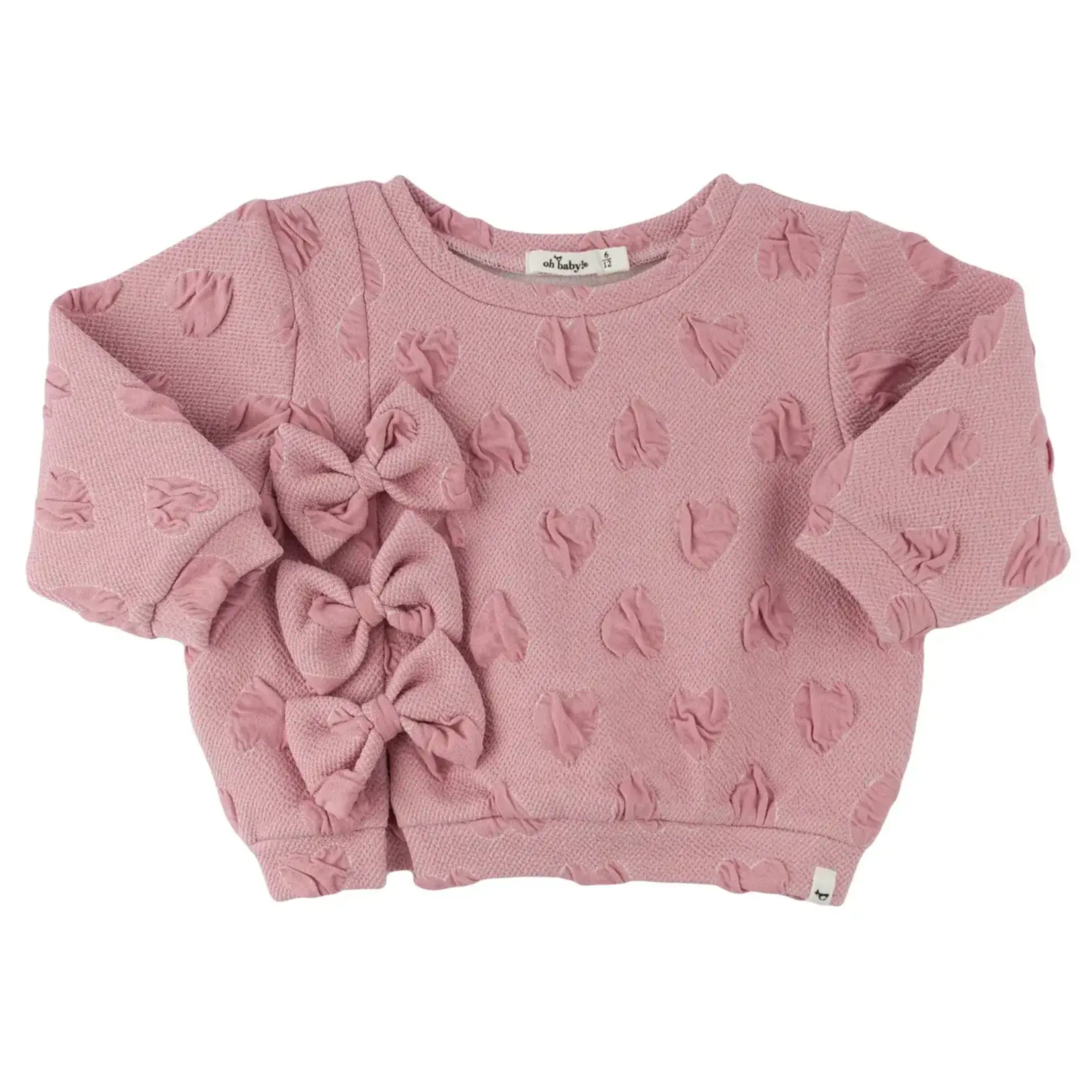 Oh Baby! Oh Baby Blush Pucker Hearts Chelsea Bows Sweatshirt