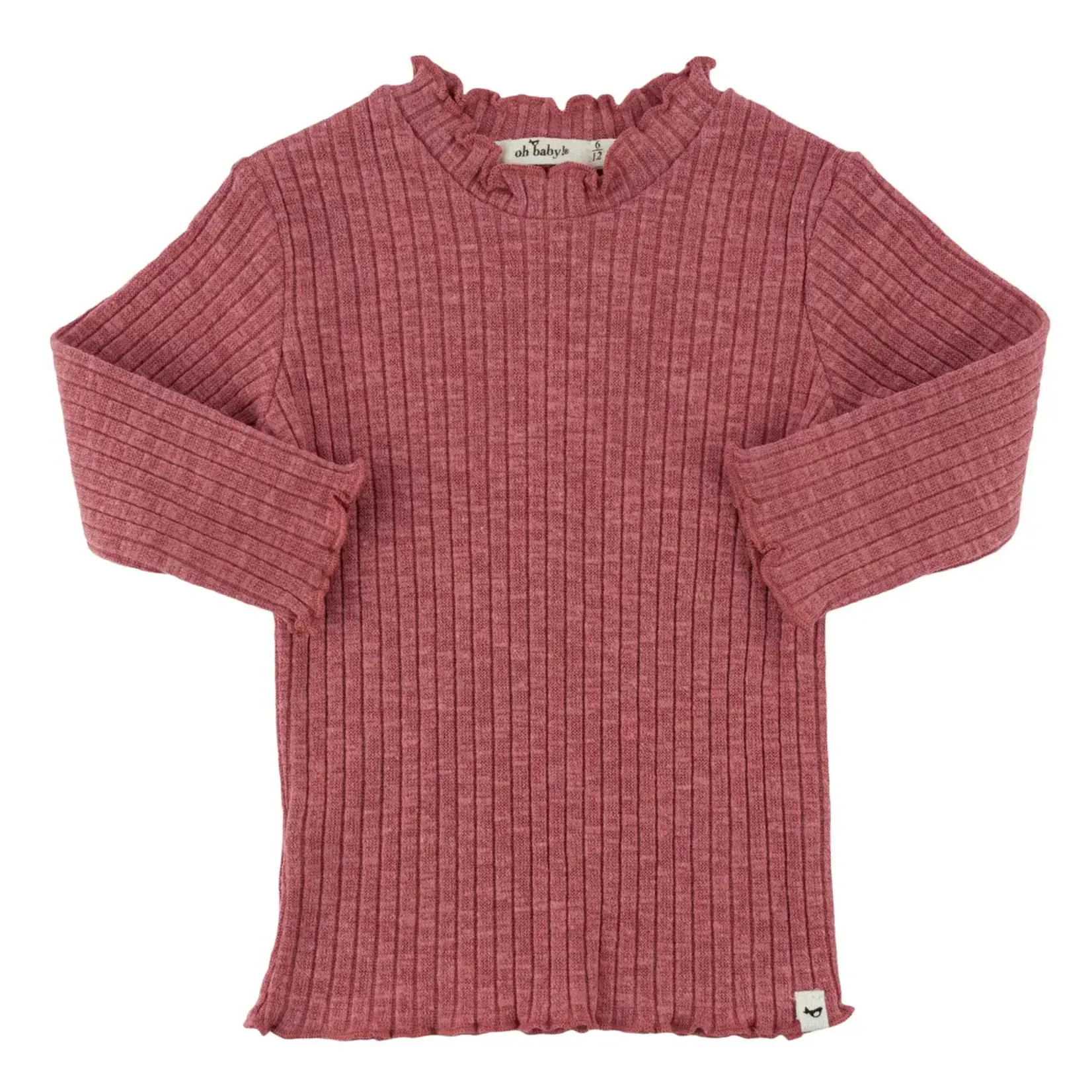 Oh Baby! Oh Baby Berry Wide Rib Lettuce Edge L/S Mockneck