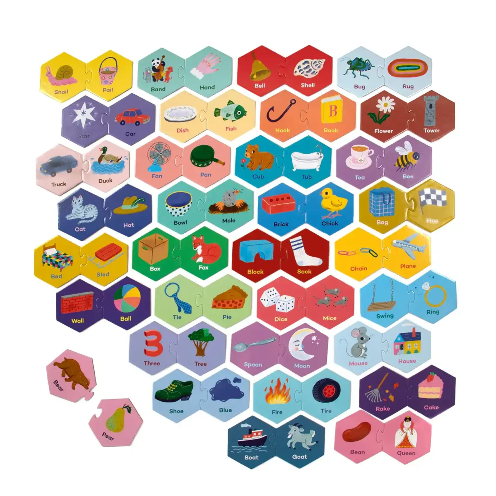 Eeboo Eeboo Rhyming Words Hexagon Puzzle Pairs