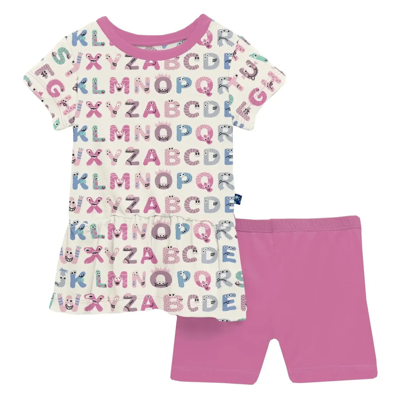 KicKee Pants Kickee Pants Natural ABC Monsters Print S/S Playtime Outfit Set