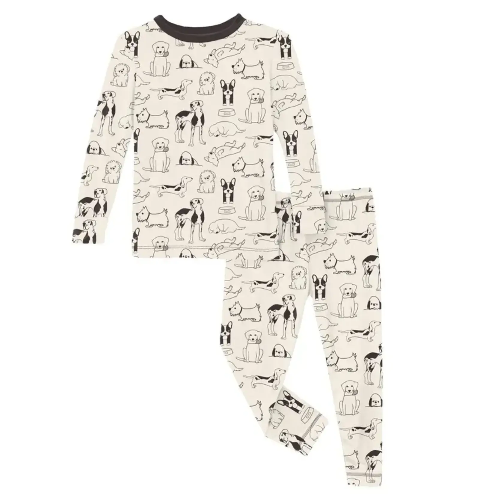 KicKee Pants Kickee Pants Natural Dogs Print L/S PJ Set