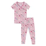 KicKee Pants Kickee Pants Print S/S Kimono Pj Set Cake Pop Candy Dreams