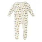 KicKee Pants Kickee Pants Natural Mini Safari Print Footie with 2 Way Zipper