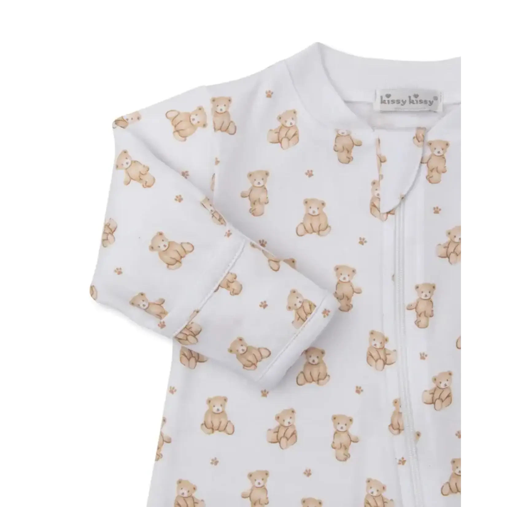 Kissy Kissy Kissy Kissy Tan Bear Footie With Zipper