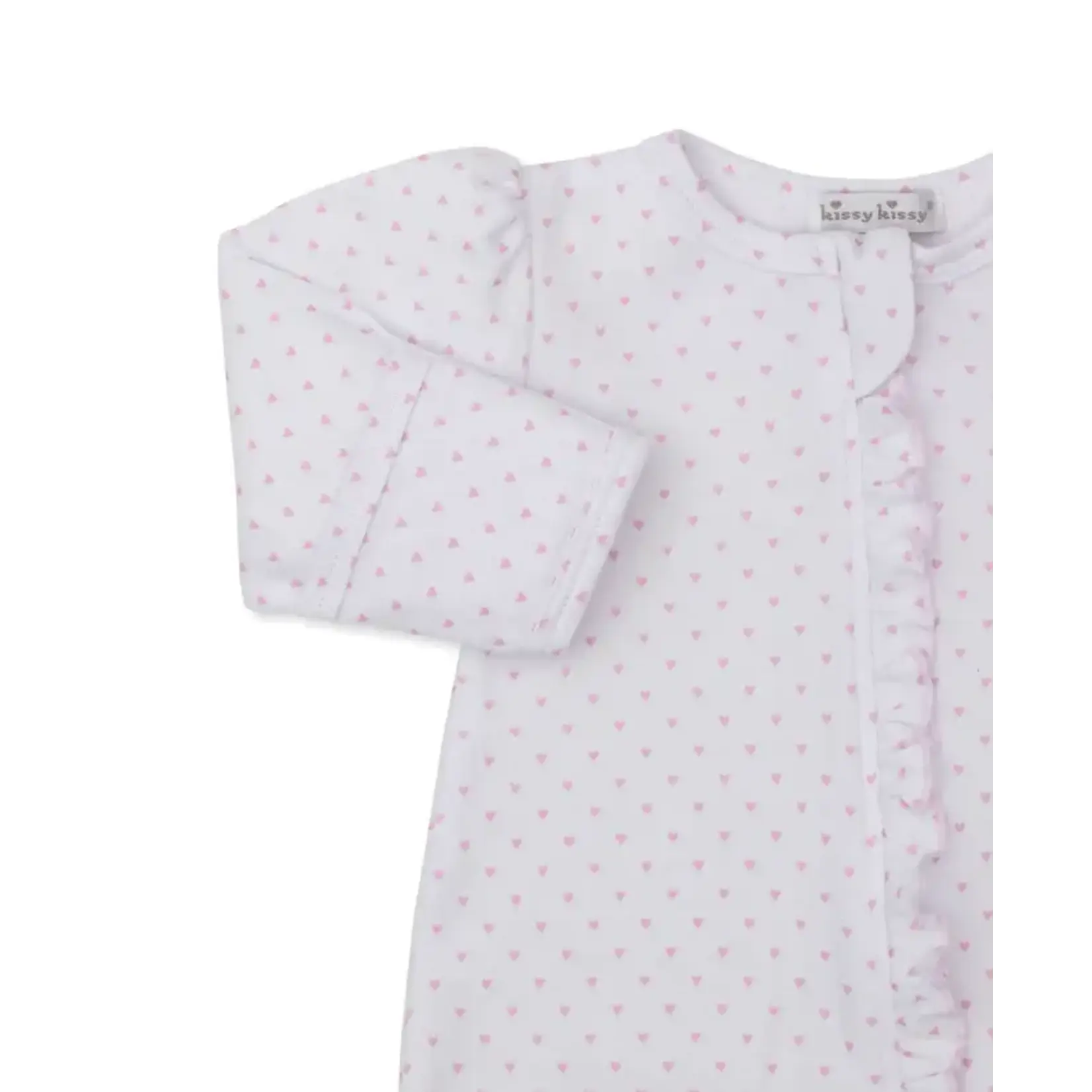 Kissy Kissy Kissy Kissy Pink Heart Footie With Zipper