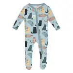 KicKee Pants Kickee Pants Spring Sky House Cats Print Footie with 2 Way Zipper