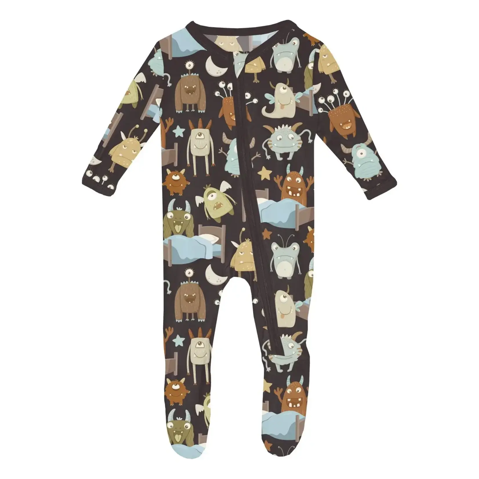 KicKee Pants Kickee Pants Midnight Monsters Under the Bed Print Footie with 2 Way Zipper