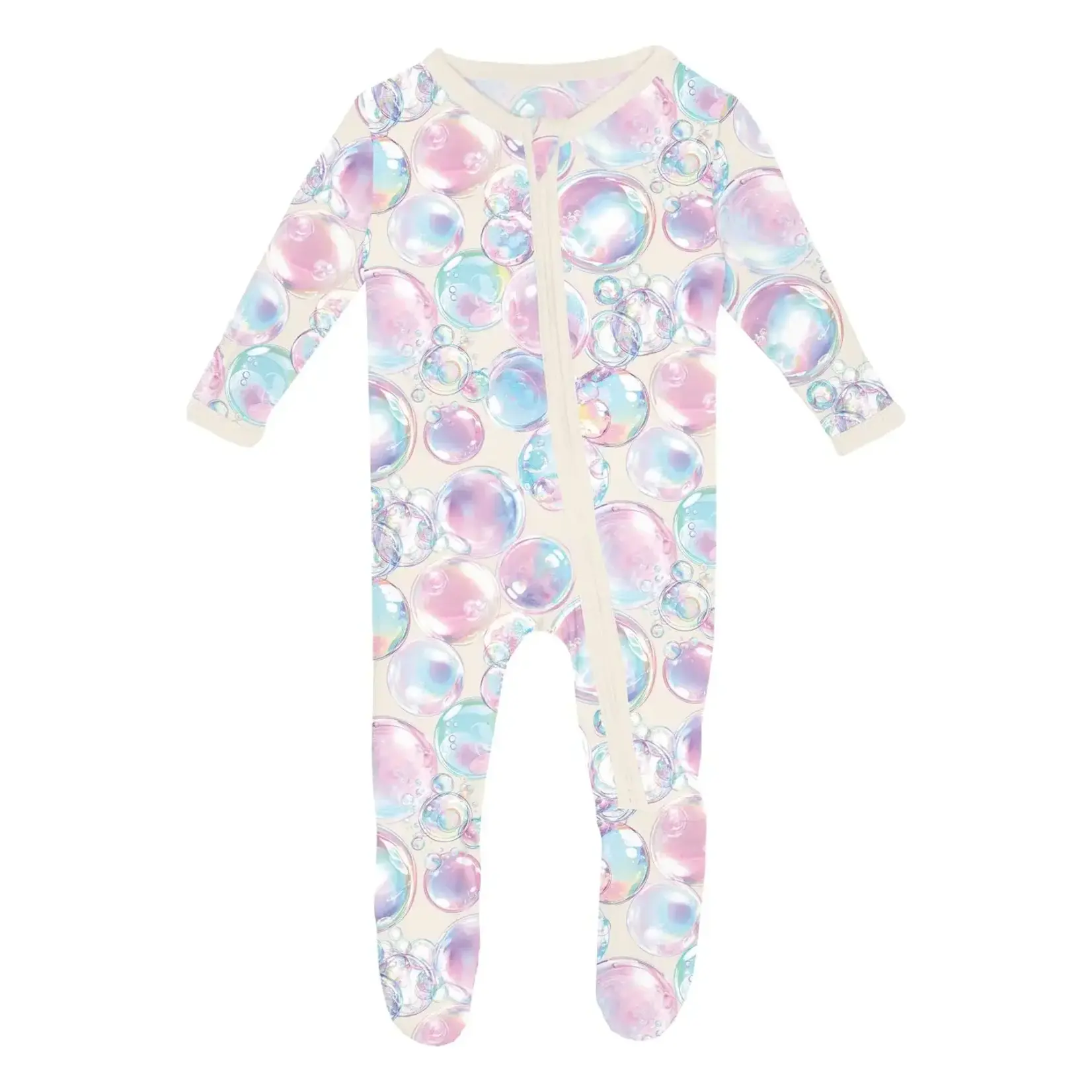 KicKee Pants Kickee Pants Natural Cloudy Sky Print Footie with 2 Way Zipper