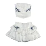 Flowers By Zoe Flowers By Zoe Off White  Woven Trim Top And Skirt Set