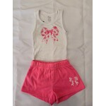 Flowers By Zoe Flowers By Zoe White Bow Tank And Neon Pink Bow Short Set