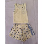 Flowers By Zoe Flowers By Zoe Yellow Blue Rose Top And Short Set