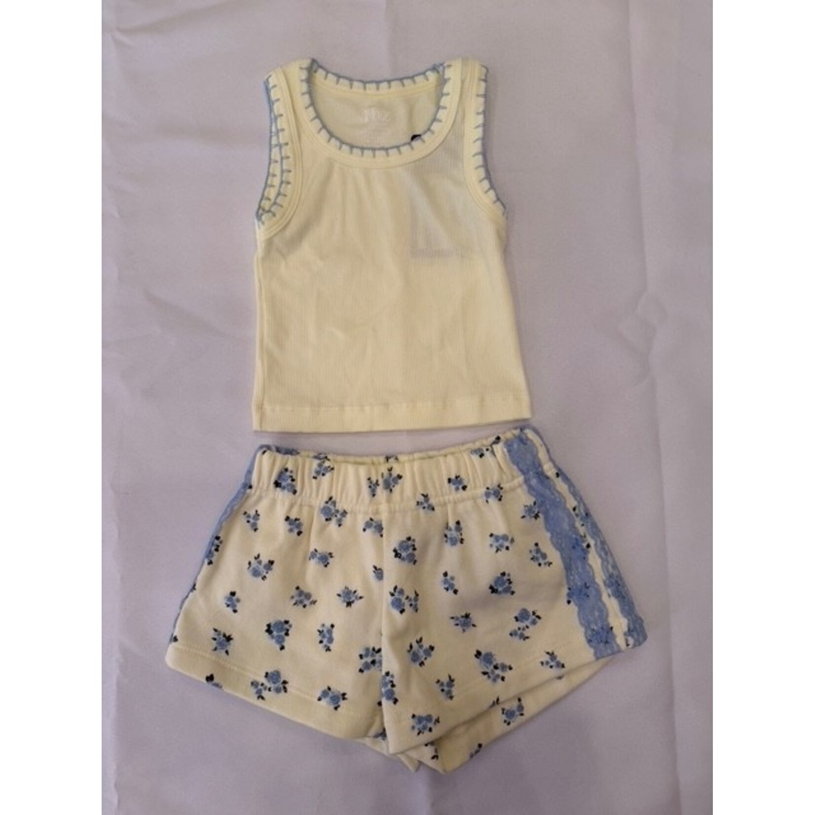 Flowers By Zoe Flowers By Zoe Yellow Blue Rose Top And Short Set