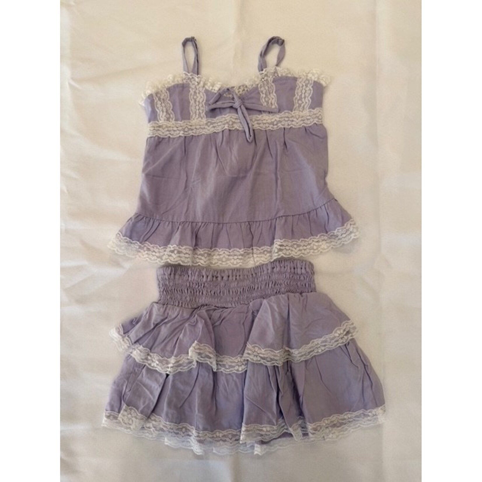 Flowers By Zoe Flowers By Zoe Lavender Rayon Woven Top And Skirt Set