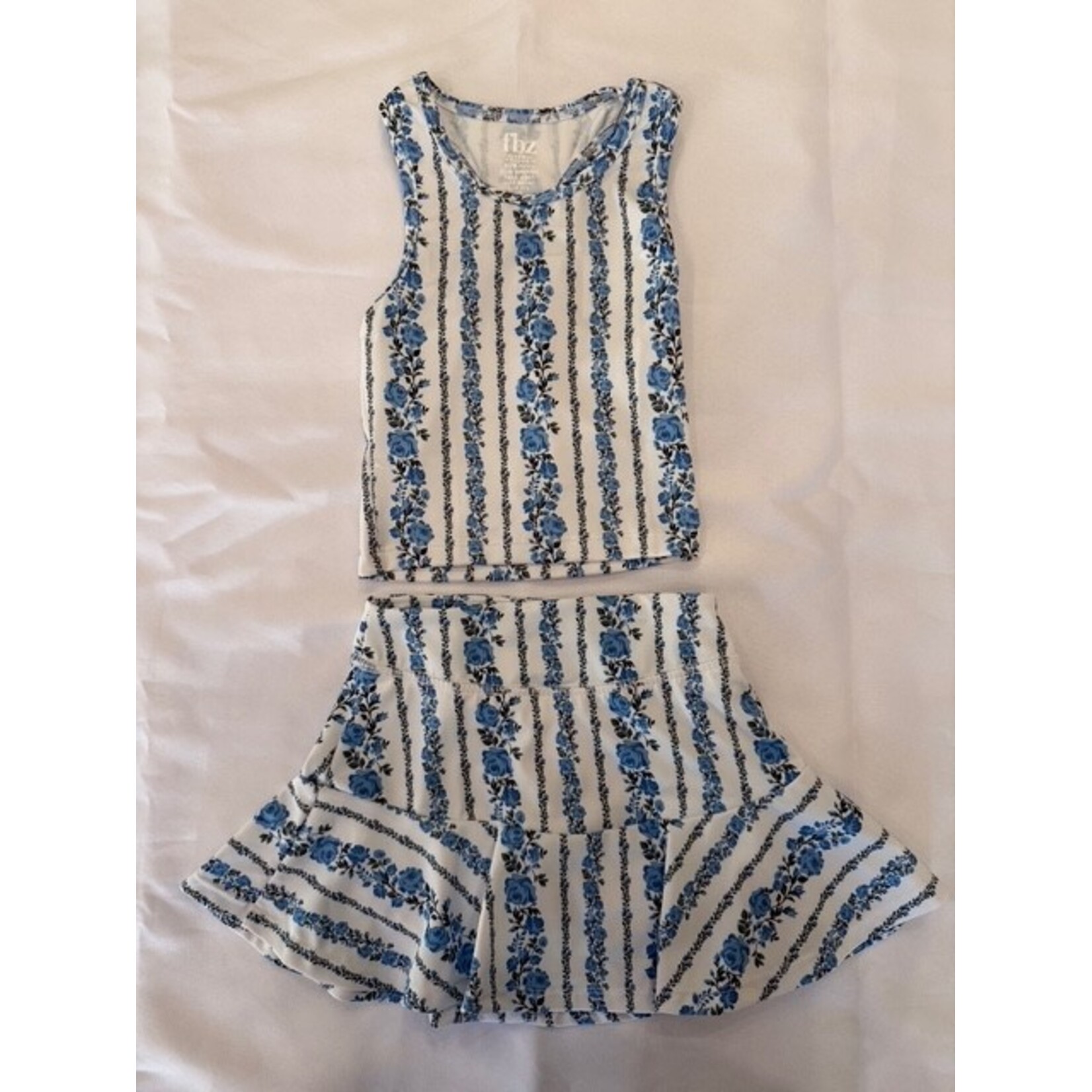 Flowers By Zoe Flowers By Zoe White Blue Demure Top And Skort Set