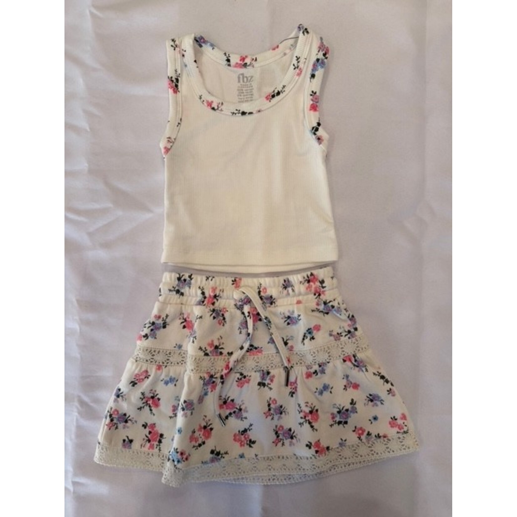 Flowers By Zoe Flowers By Zoe Off White Sara Print Top And Skirt Set