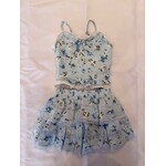 Flowers By Zoe Flowers By Zoe Aqua Multi Color Flower Top And Skirt Set