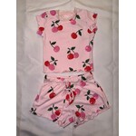 Flowers By Zoe Flowers By Zoe Pink Red Cherry Top And Short Set