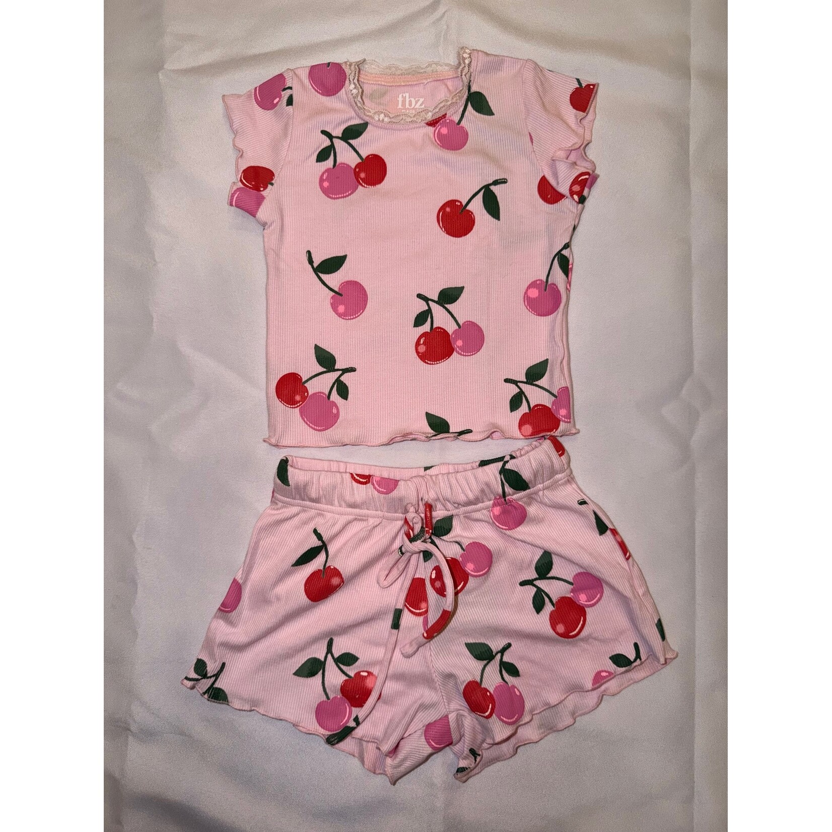 Flowers By Zoe Flowers By Zoe Pink Red Cherry Top And Short Set