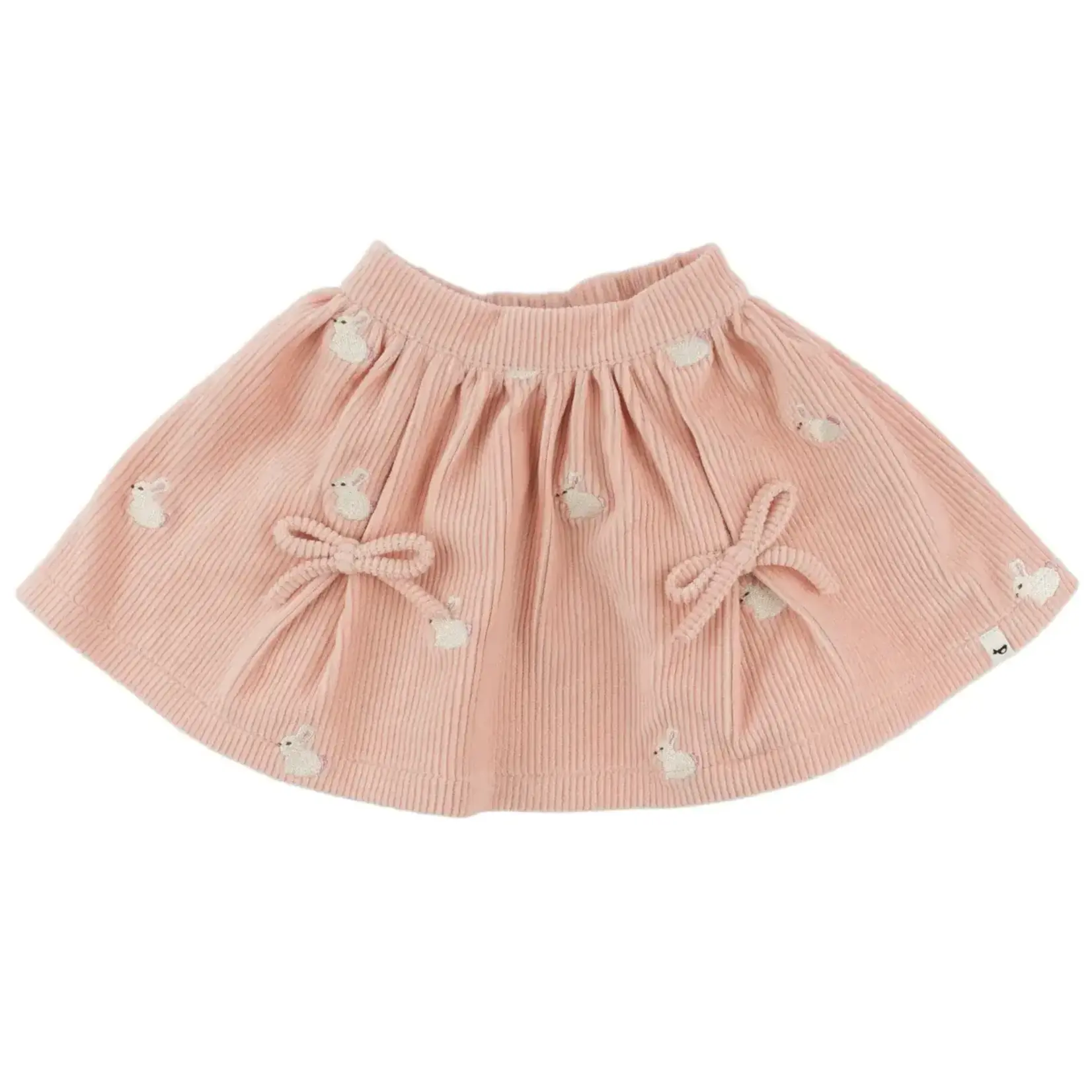 Oh Baby! Oh Baby Pale Pink Bunnies Embroidered Corduroy Bows Pippa Skirt